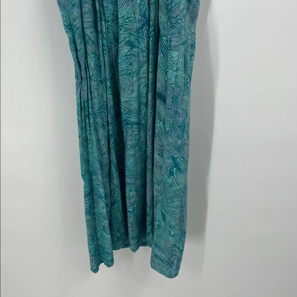 Hand Kreation Teal Print Midi Dress Size Medium